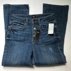 NWT cropped kick flare high rise button fly jeans